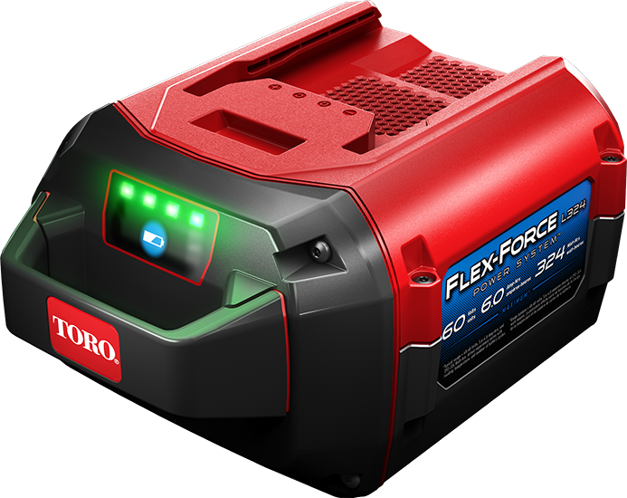 A red and black toro flex force battery