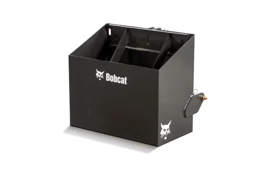 a black box with a bobcat logo on it is sitting on a white surface .