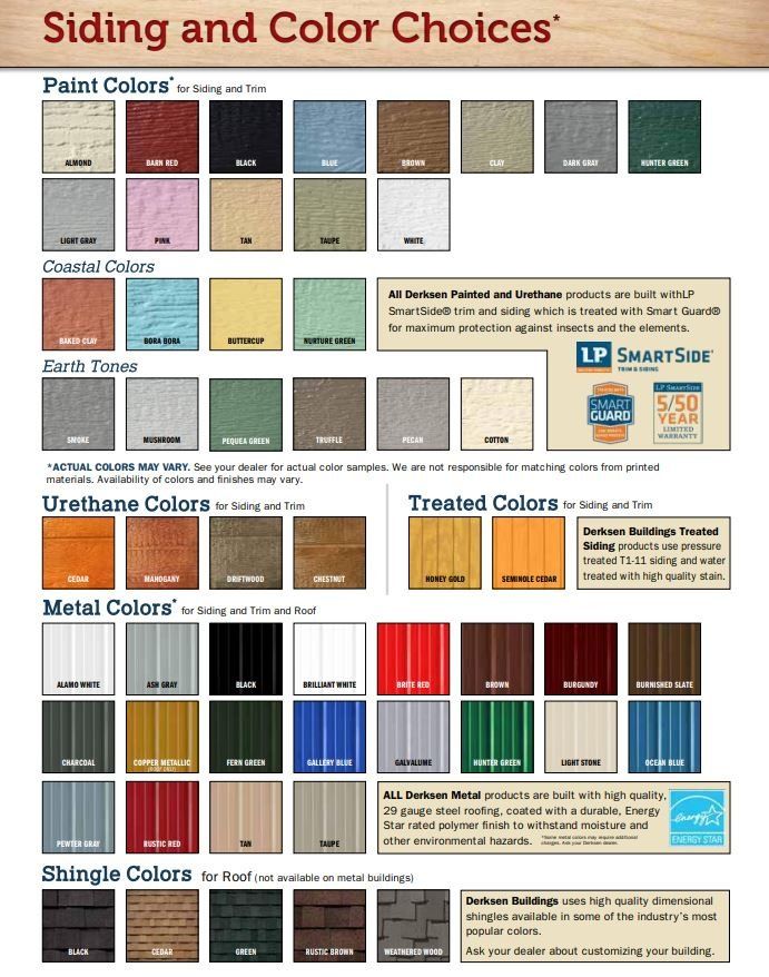 A poster showing siding and color choices including paint colors
