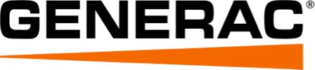 a black and orange logo for generac on a white background