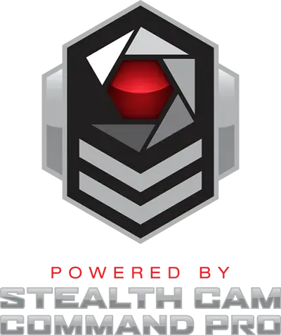 The logo for stealth cam command pro is powered by stealth cam command pro.