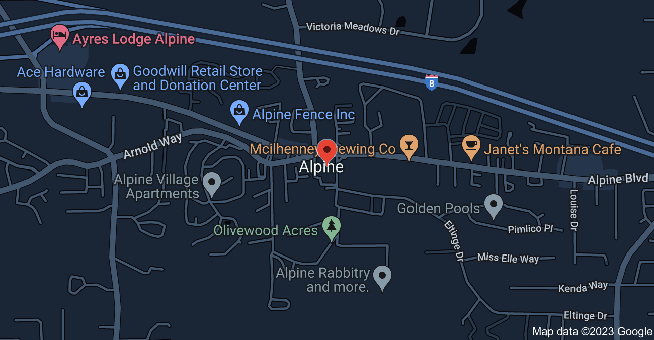 Alpine, California Map 1 - Serviced By Dana Logsdon Roofing & Solar