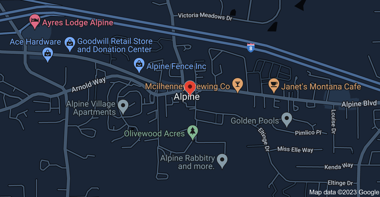 Alpine, California Map 5 - Serviced By Dana Logsdon Roofing & Solar