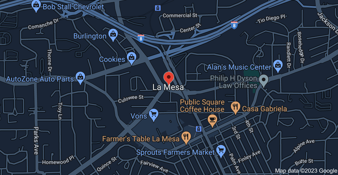 La Mesa, California Map 1 - Serviced By Dana Logsdon Roofing & Solar