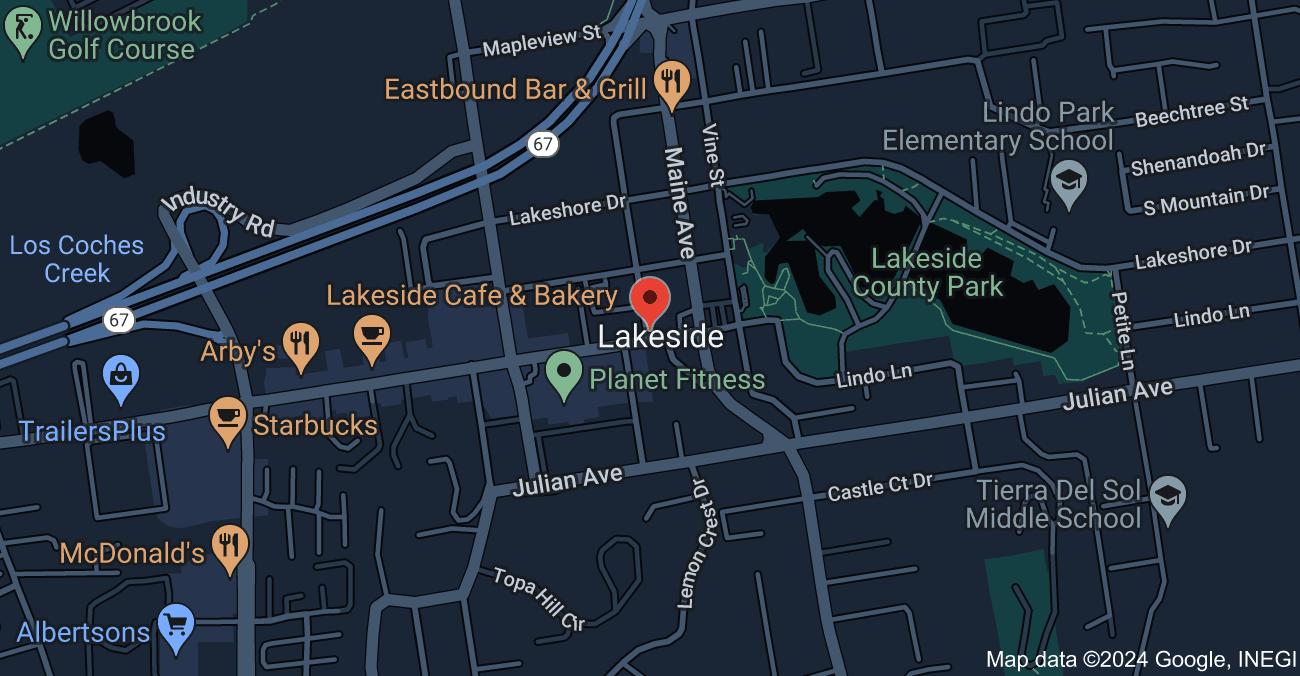 Lakeside, California Map 1 - Serviced By Dana Logsdon Roofing & Solar