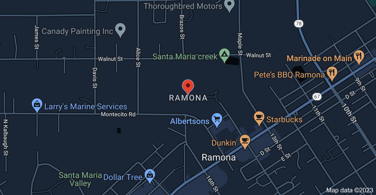 Ramona, California Map 4 - Serviced By Dana Logsdon Roofing & Solar