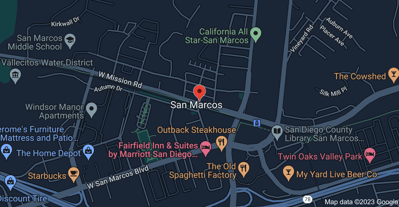 San Marcos California Map 3 - Serviced By Dana Logsdon Roofing & Solar