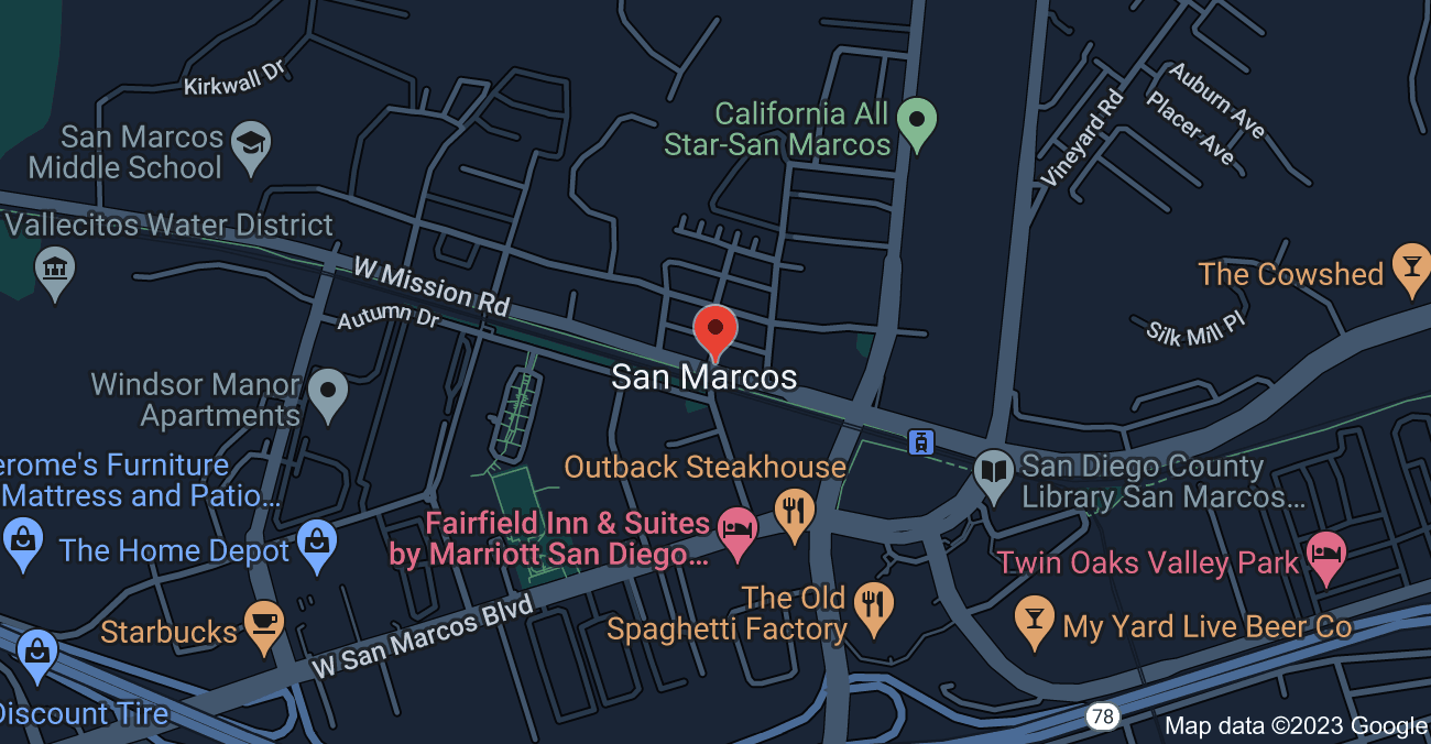 San Marcos, California Map 5 - Serviced By Dana Logsdon Roofing & Solar