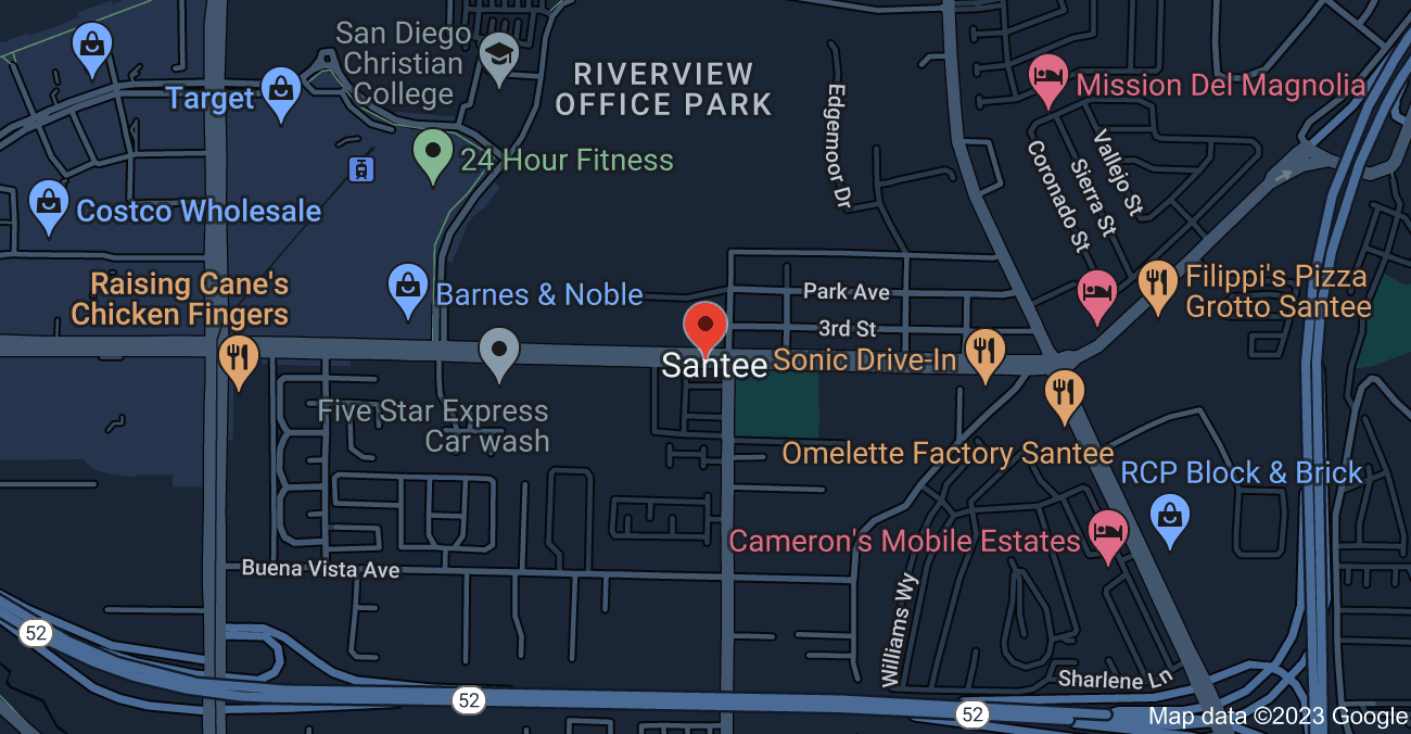 Santee, California Map 1 - Serviced By Dana Logsdon Roofing & Solar