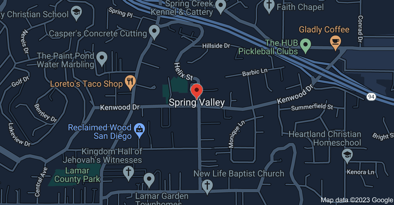 Spring Valley, California Map 1 - Serviced By Dana Logsdon Roofing & Solar