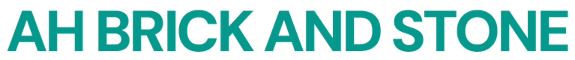 AH BRICK AND STONE text in teal.