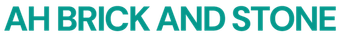 AH BRICK AND STONE text in teal.