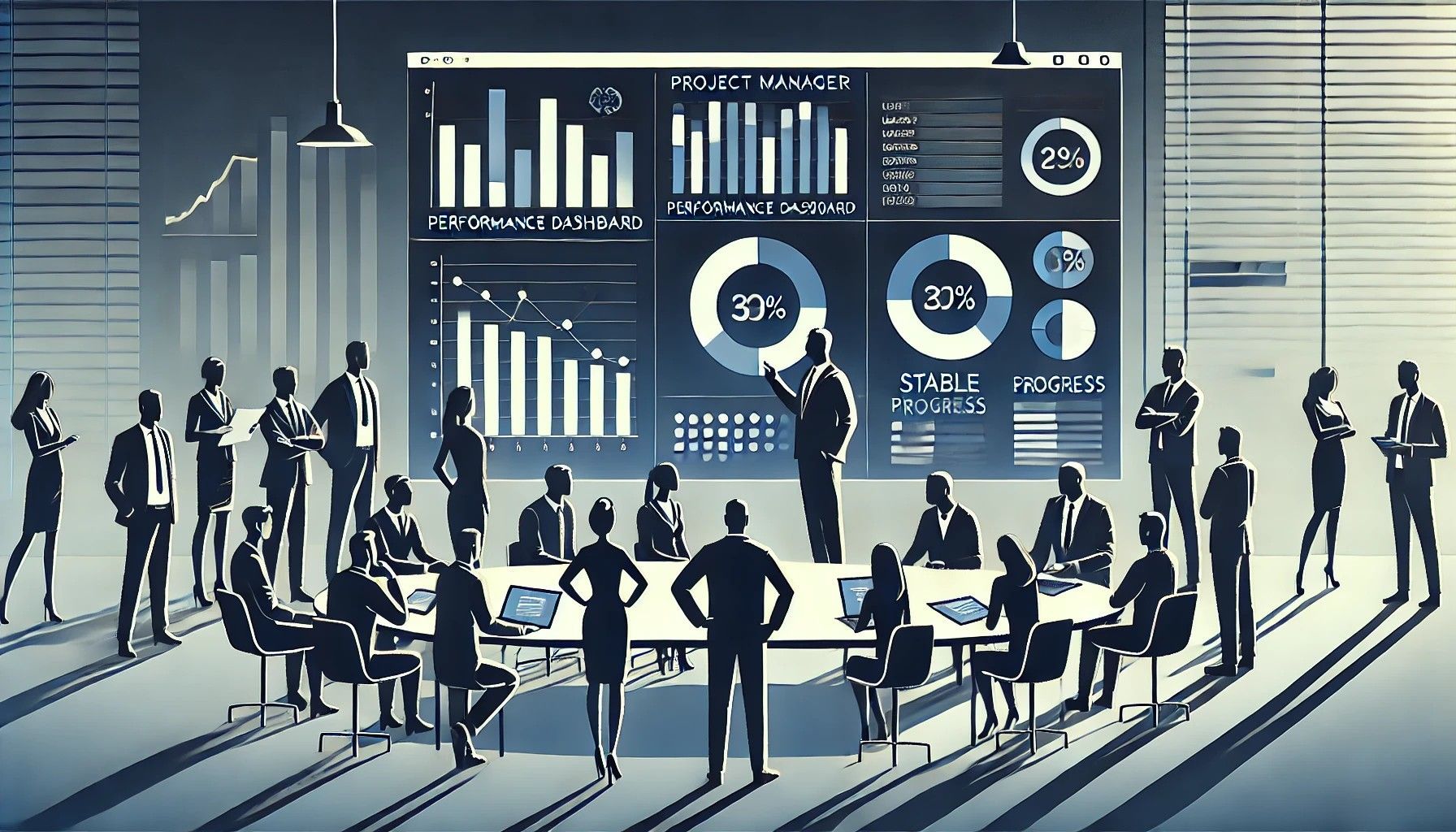 Modern digital interface with federal contracting trend graphs, technology icons, and future-of-GovC