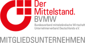 ein rot-weißes Logo für der mittelstand bvmw