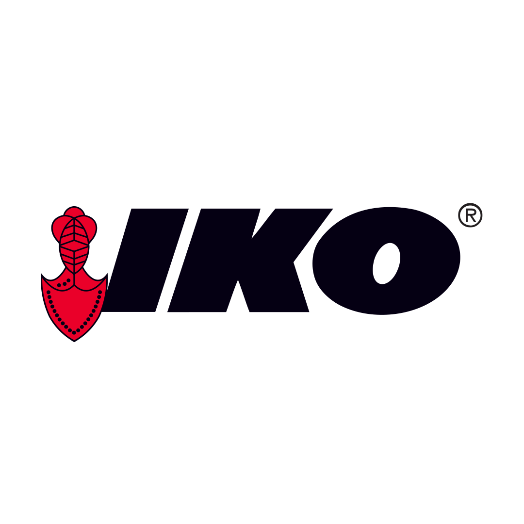 Un logo noir et rouge pour iko avec un bouclier rouge sur fond blanc.
