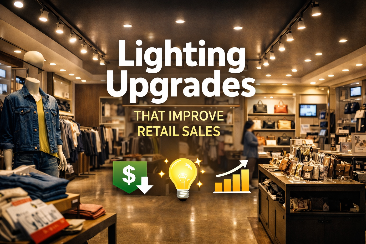 Modern retail store interior with upgraded LED lighting designed to improve product visibility and i