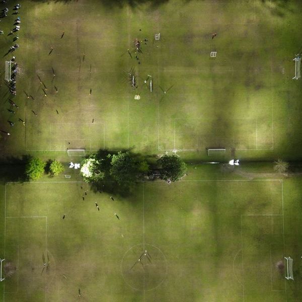 Image of fully lit soccer fields with led lights.