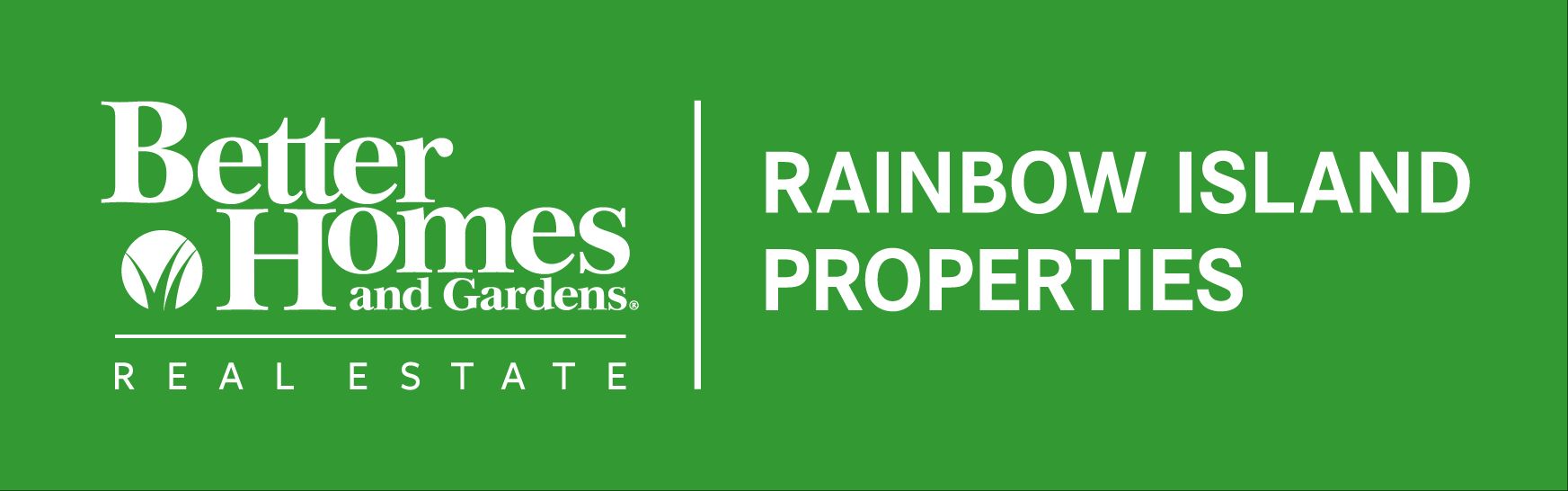 A blue jade real estate logo with a rainbow colored arrow.