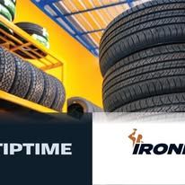 Tires stacked, a logo 