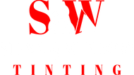 The logo for sw tinting is red on a white background.