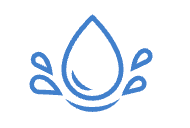 A blue and white icon of a plug in a circle.