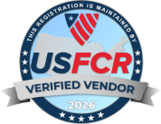 USFCR Verified Vendor 2026 seal in blue, red and white