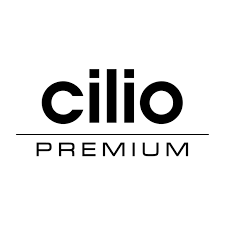 Een zwart-wit logo voor cilio premium op een witte achtergrond.