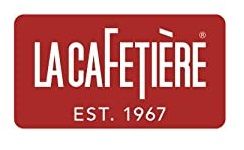 Een rood bord met de tekst ``la cafetiere'' erop.