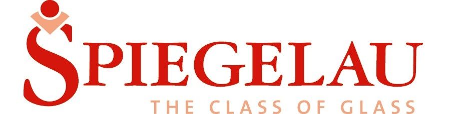 Een rood-wit logo voor spiegelau de klasse van glas