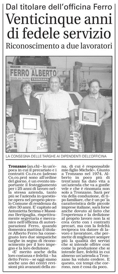 articolo giornale officina ferro