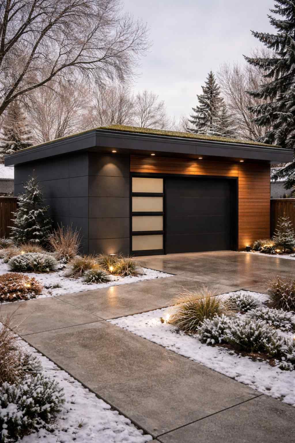 A beige air conditioning condenser unit mounted on a yellow exterior wall above a white corrugated fence.