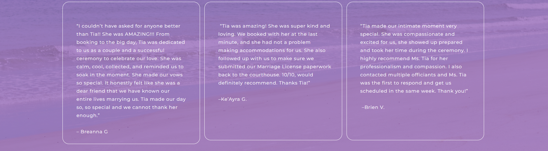 Purple slide with three columns of small white text and a faint image on the left