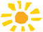 a yellow sun with rays coming out of it on a white background 