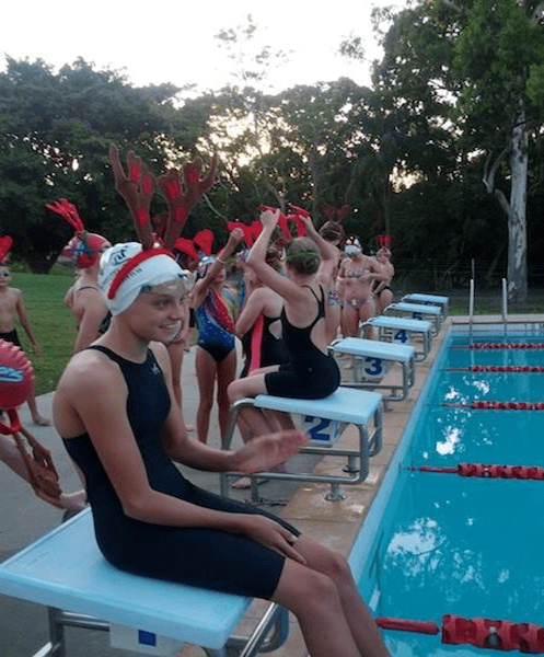 Happy Children With Their Rudolph Headband — Swim Training In Cannonvale, QLD