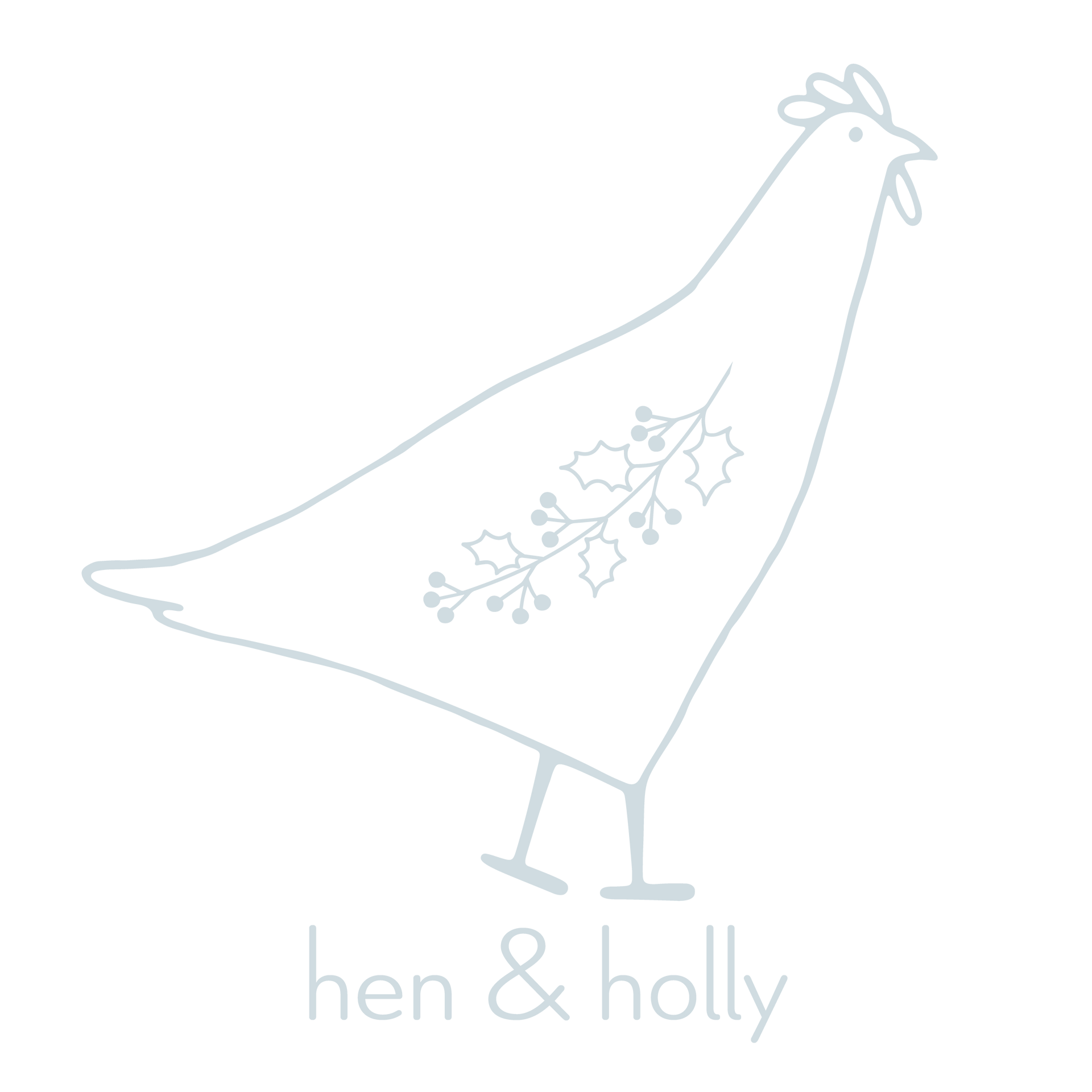 Logo for Hen & Holly Print Concierge & Consultancy featuring a hen silhouette and text.