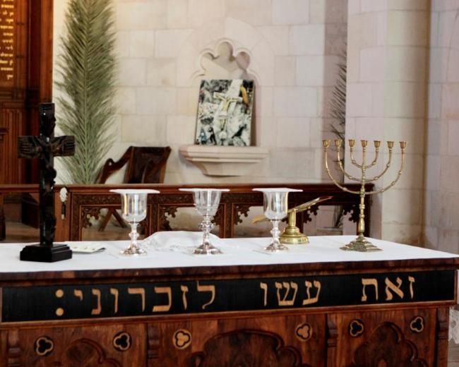 communion table at Christ Church Jerusalem