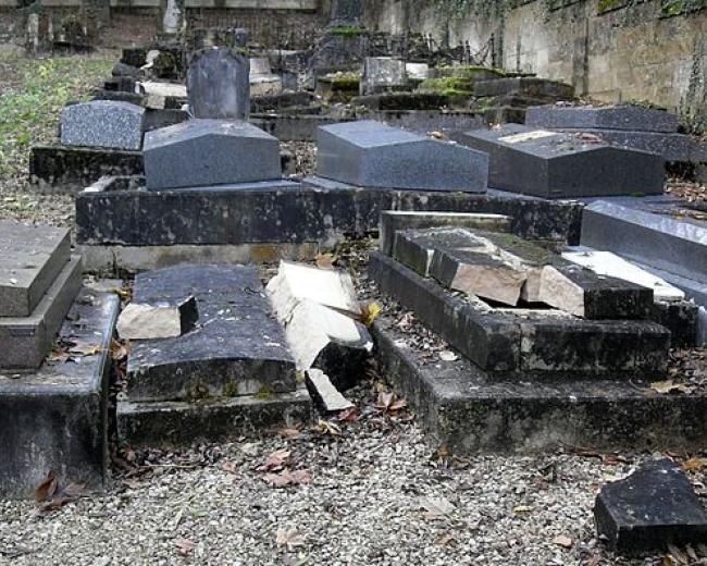 Vandalism in a Jewish Cemetery