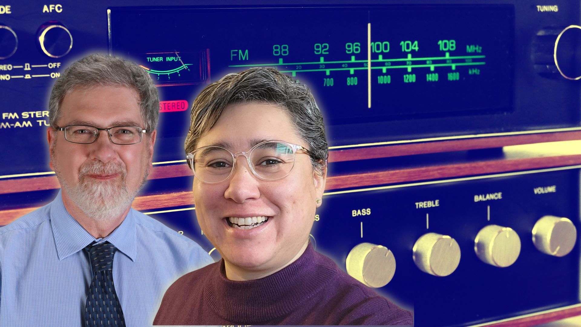 Jeff Roberts and Carin Casas and a retro stereo radio