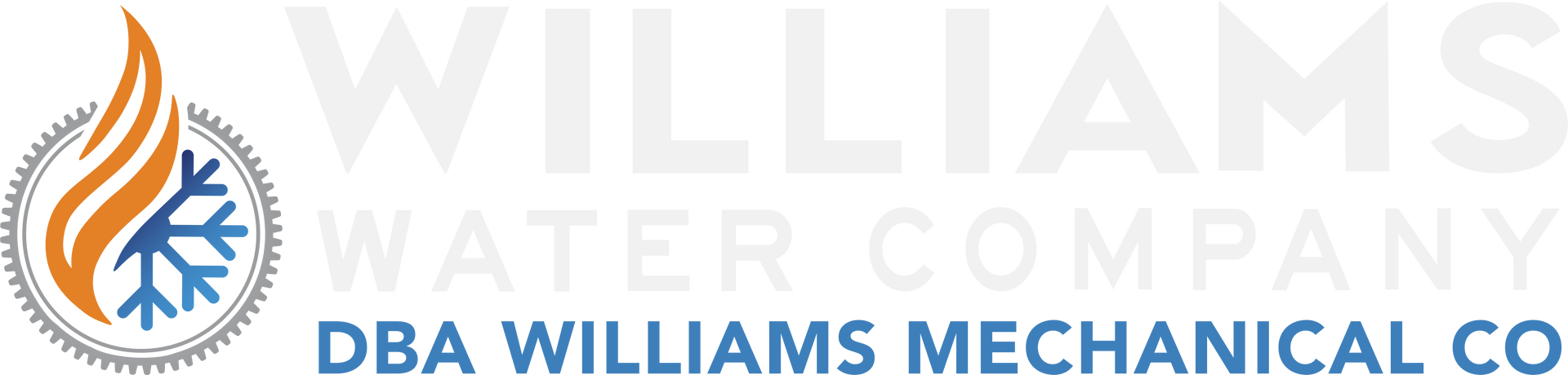 The logo for williams water company is black and blue