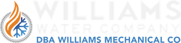 The logo for williams water company is black and blue