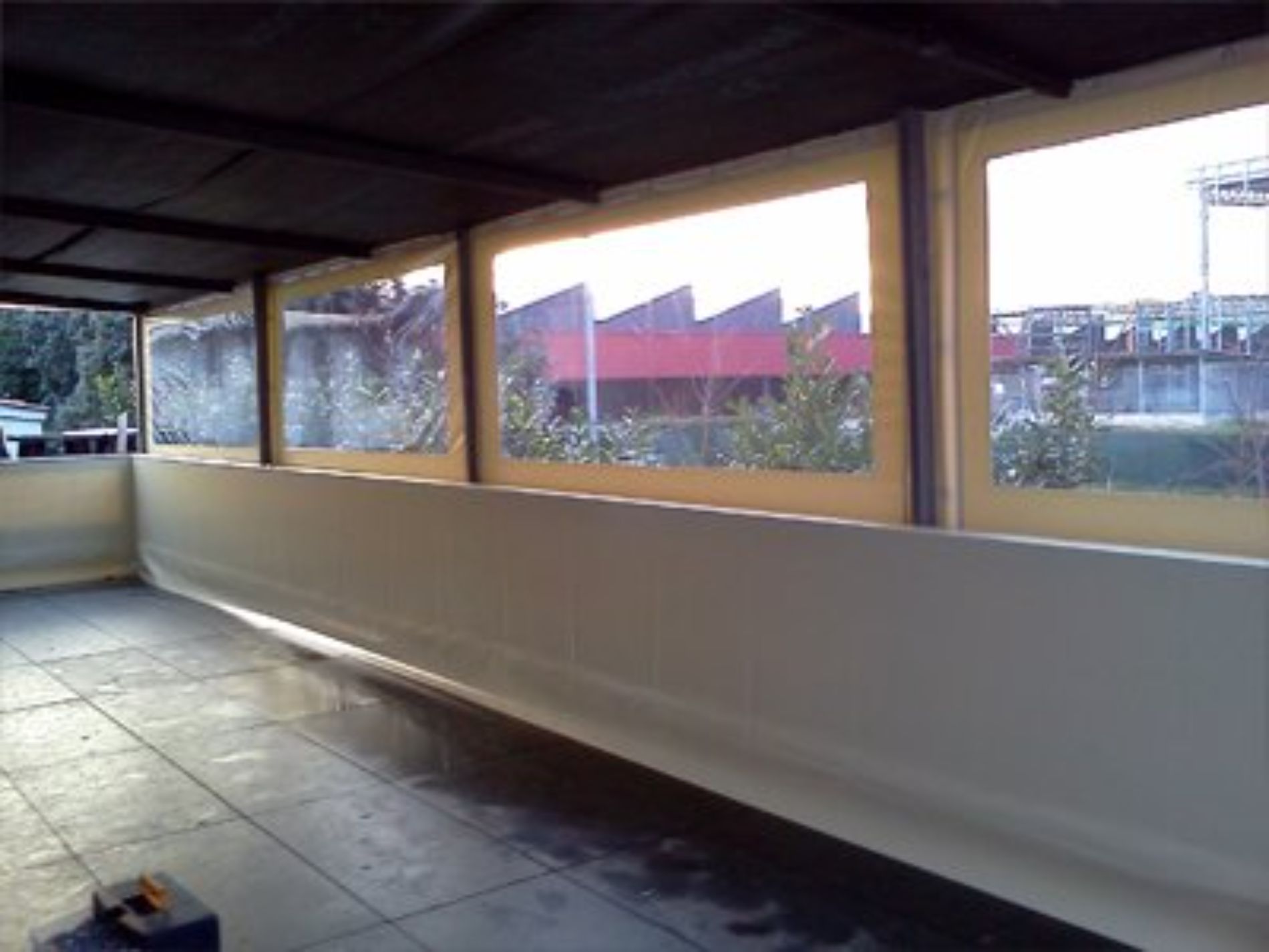 chiusure laterali in pvc vista dell'interno