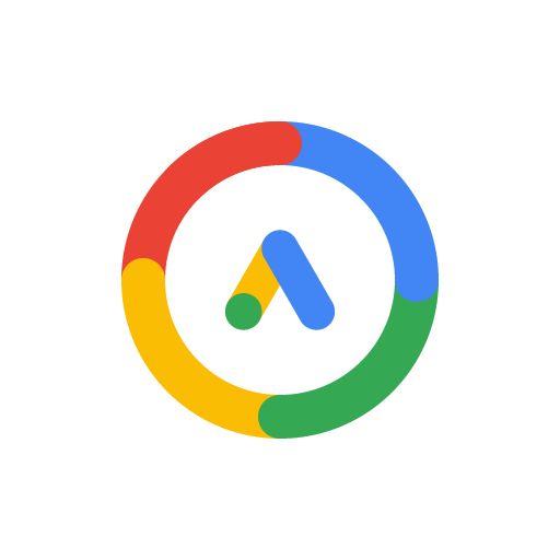 Google Ads Creative certified logo white on transparent background