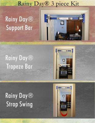 A rainy day 3 piece kit includes a support bar trapeze bar and strap swing