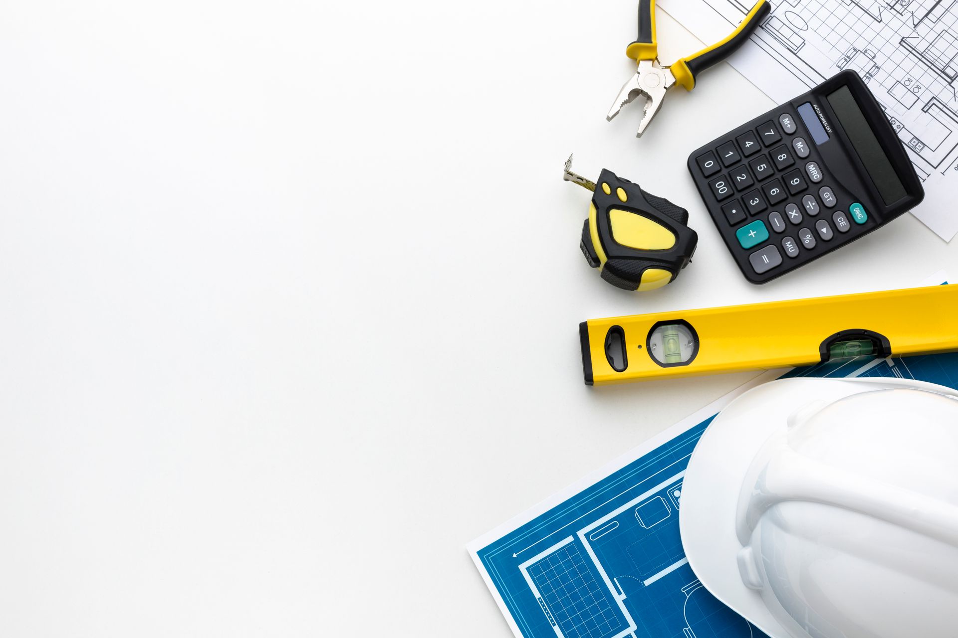 flat lay construction tools