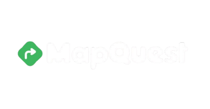 A black and green logo for mapquest on a white background