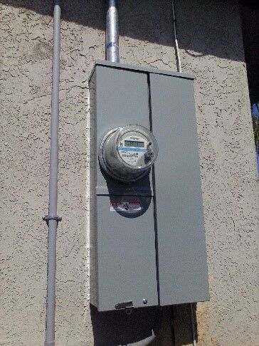 An electrical box with a meter attached to it