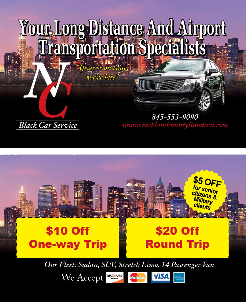 An advertisement for your long distance and airport transportation specialists