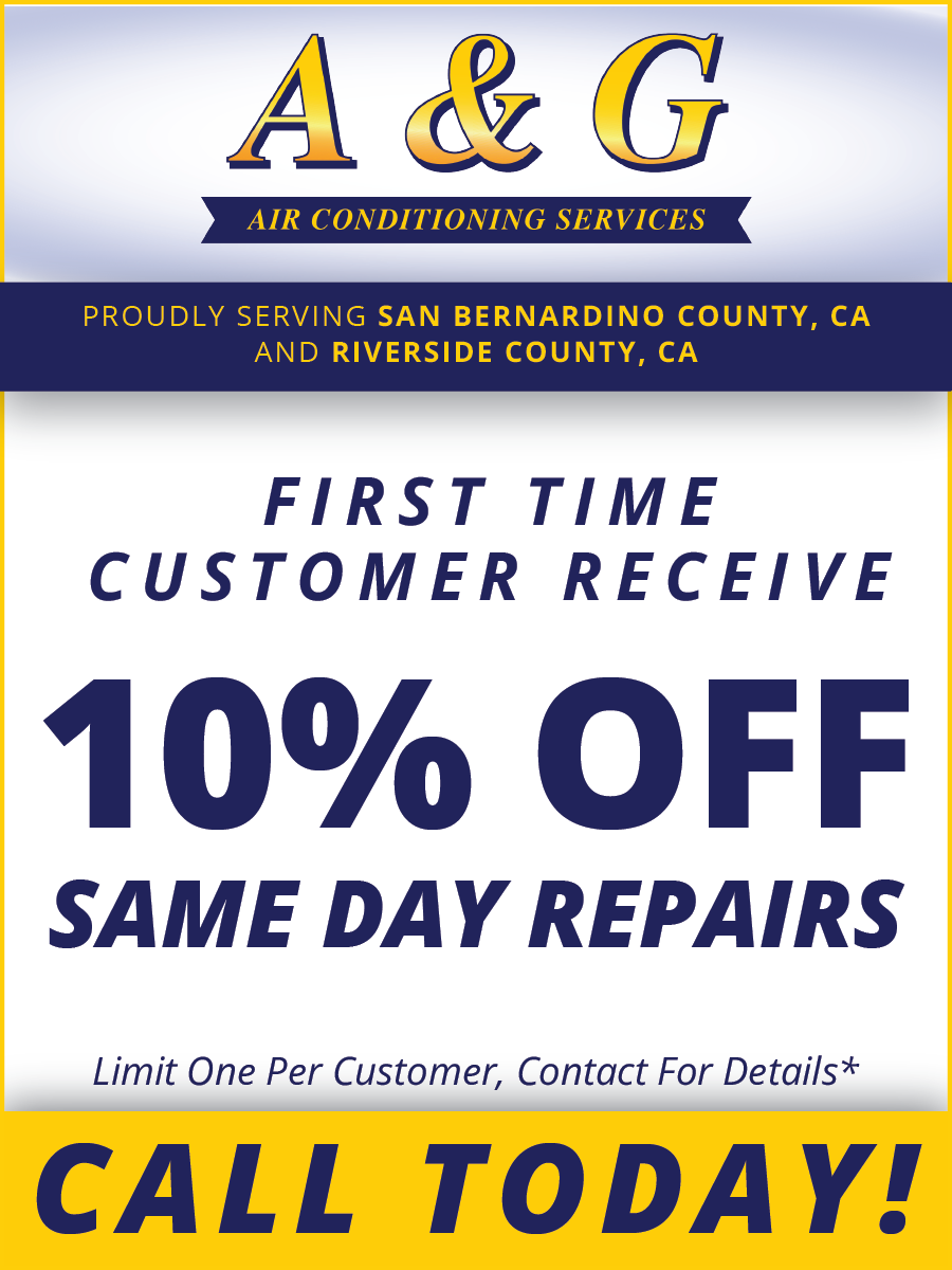 A & g air conditioning services first time customer receive 10 % off same day repairs
