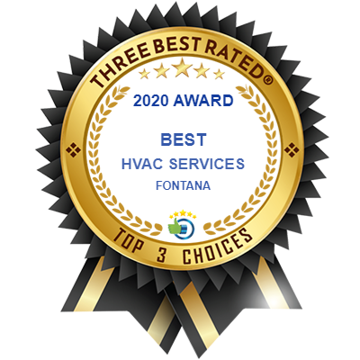 A ribbon that says three best rated 2020 award best hvac services fontana