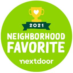 A green circle with the words `` neighborhood favorite '' on it.